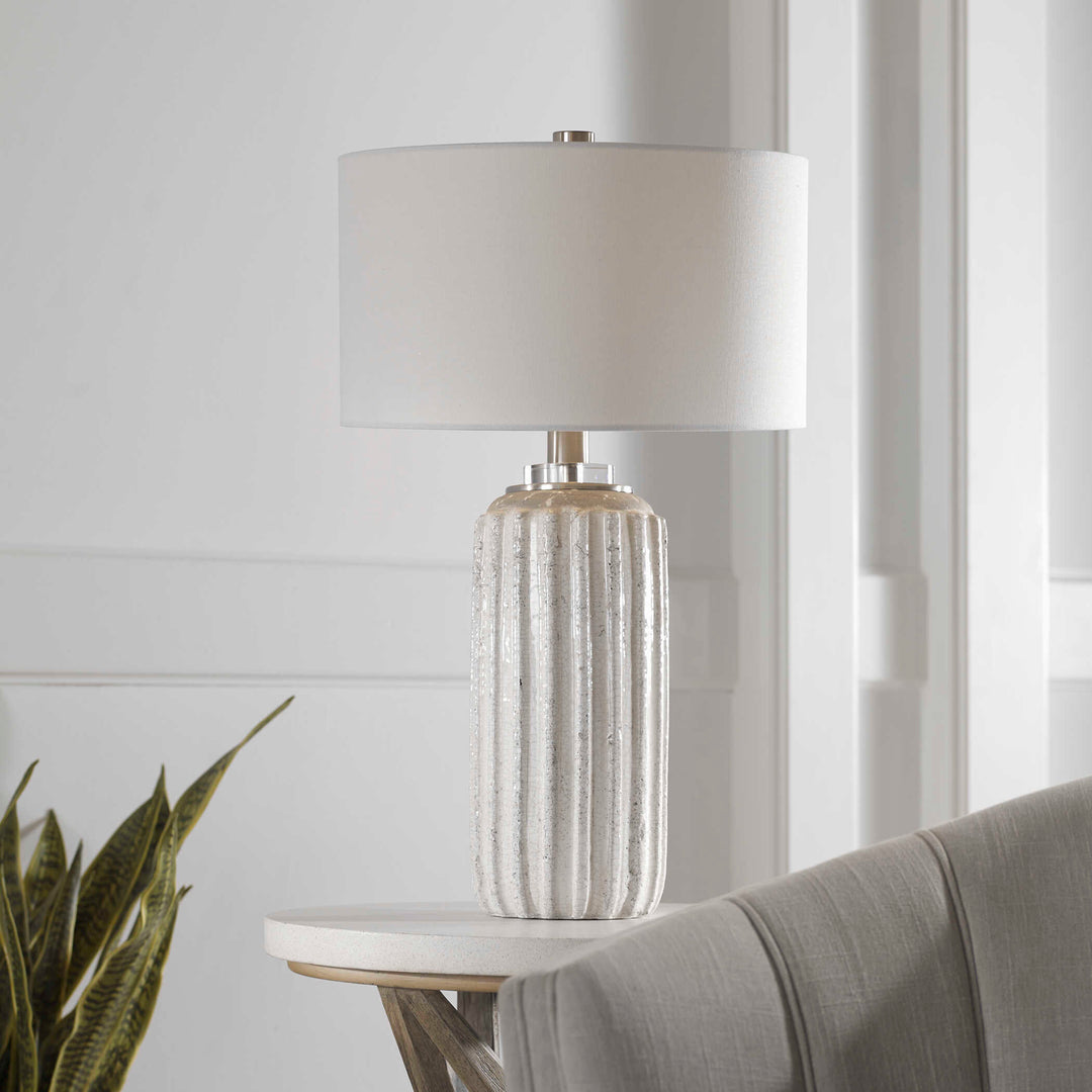American Home Furniture Uttermost Azariah White Crackle Table Lamp