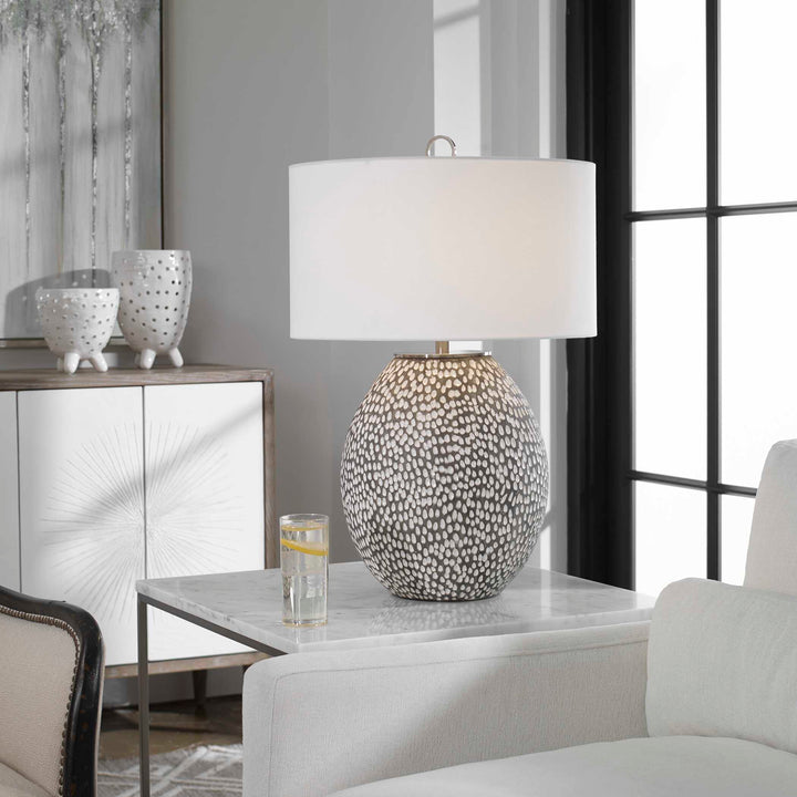 American Home Furniture Uttermost Cyprien Gray White Table Lamp