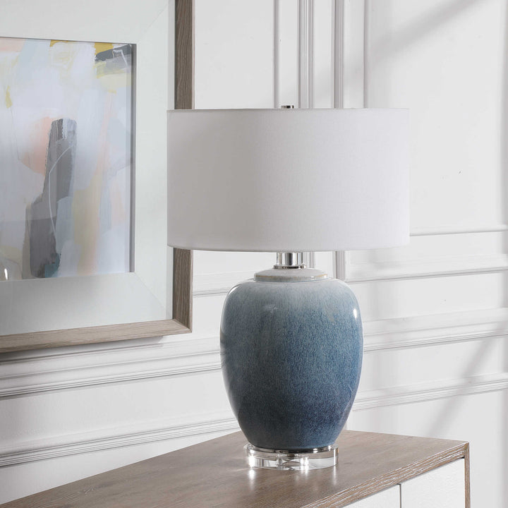 American Home Furniture Uttermost Blue Waters Ceramic Table Lamp