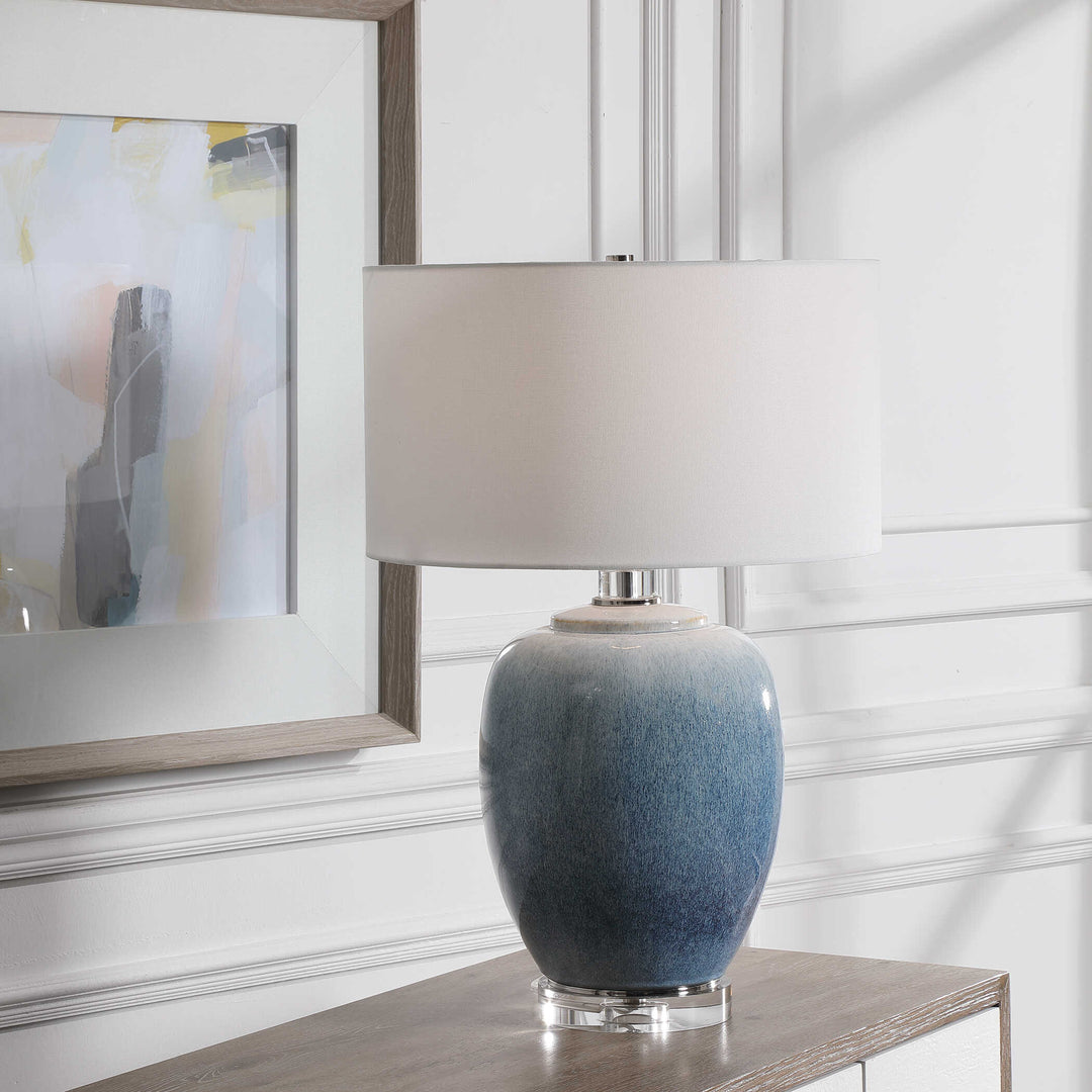 American Home Furniture Uttermost Blue Waters Ceramic Table Lamp