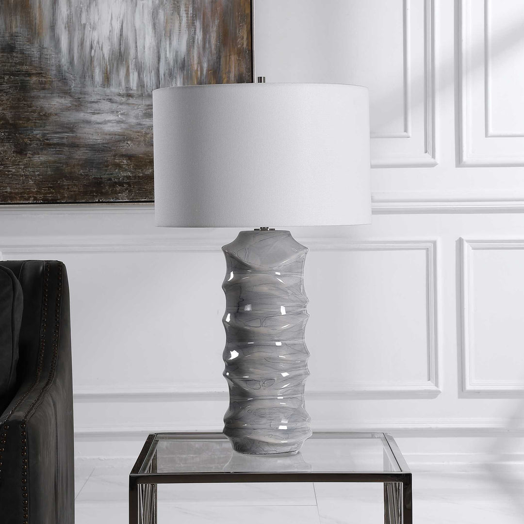 American Home Furniture Uttermost Waves Blue & White Table Lamp