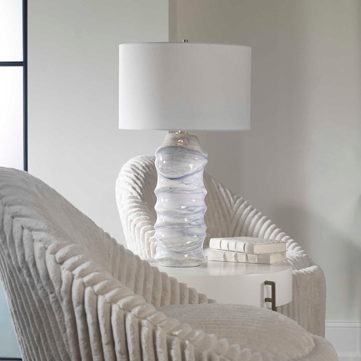 American Home Furniture Uttermost Waves Blue & White Table Lamp