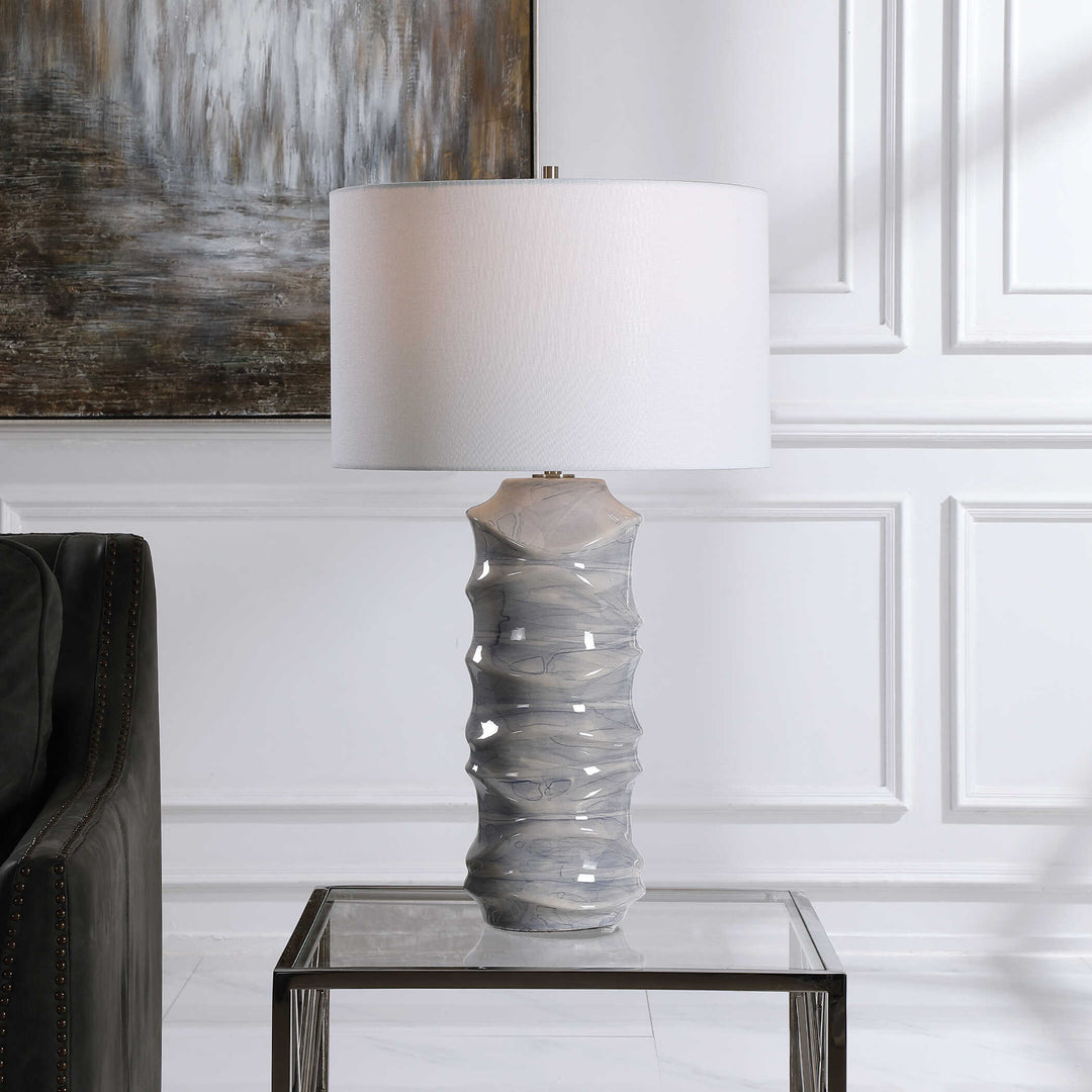 American Home Furniture Uttermost Waves Blue & White Table Lamp