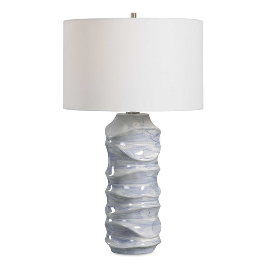 American Home Furniture Uttermost Waves Blue & White Table Lamp
