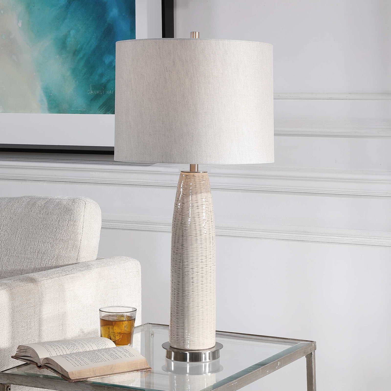 American Home Furniture Uttermost Delgado Light Gray Table Lamp