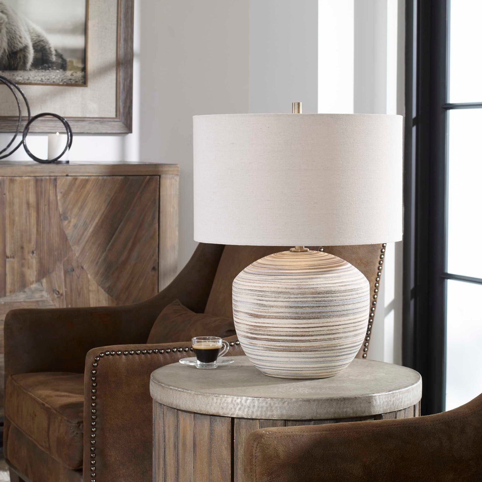 American Home Furniture Uttermost Prospect Striped Accent Lamp