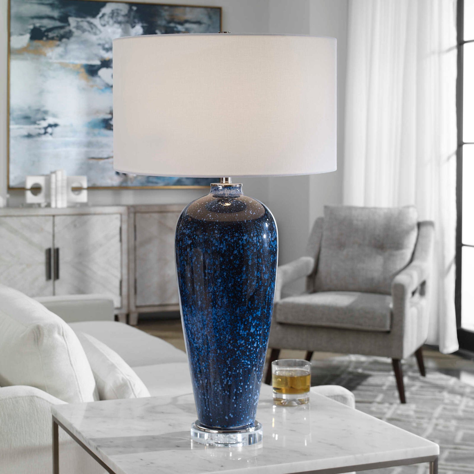 American Home Furniture Uttermost Stargazer Cobalt Navy Table Lamp