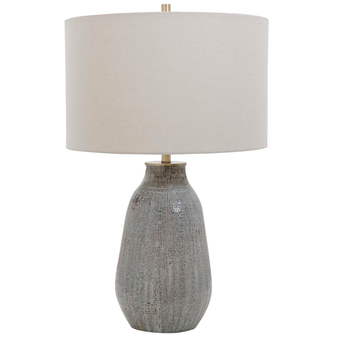 American Home Furniture Uttermost Monacan Gray Textured Table Lamp