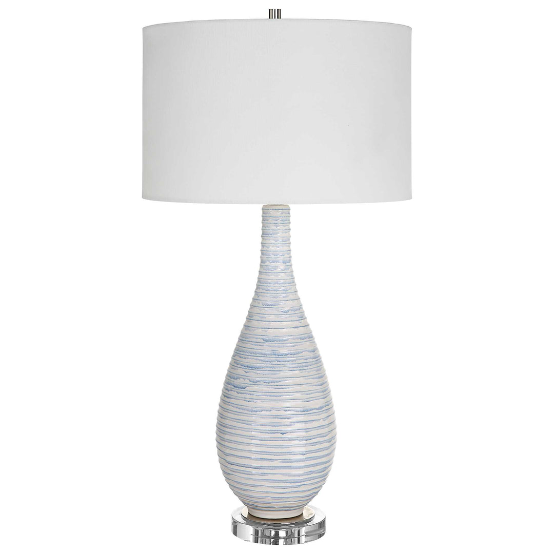 American Home Furniture Uttermost Clariot Ribbed Blue Table Lamp