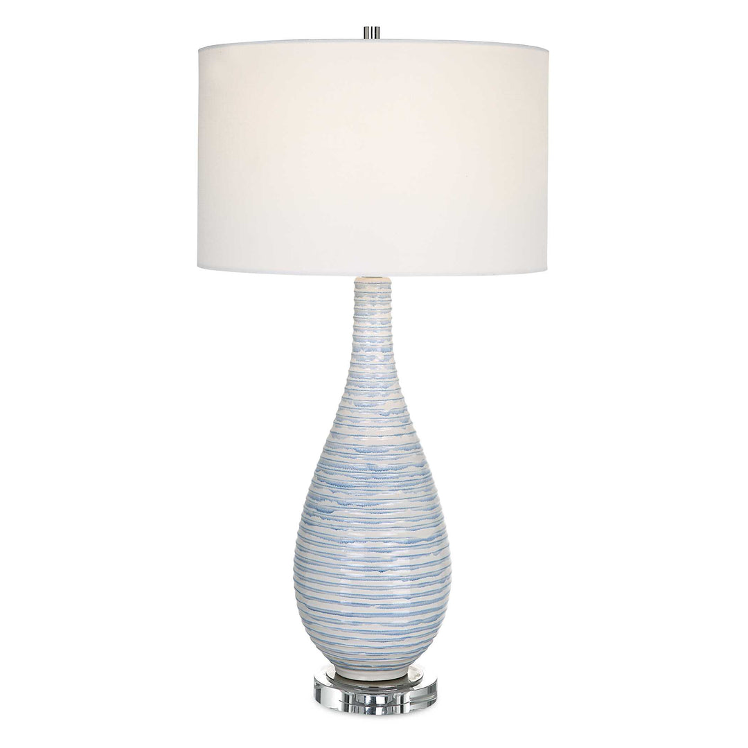 American Home Furniture Uttermost Clariot Ribbed Blue Table Lamp
