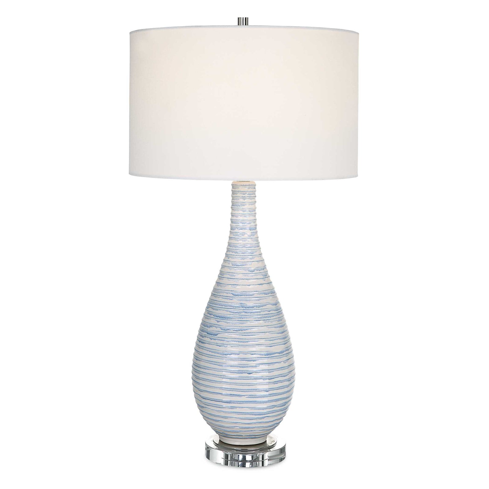 American Home Furniture Uttermost Clariot Ribbed Blue Table Lamp