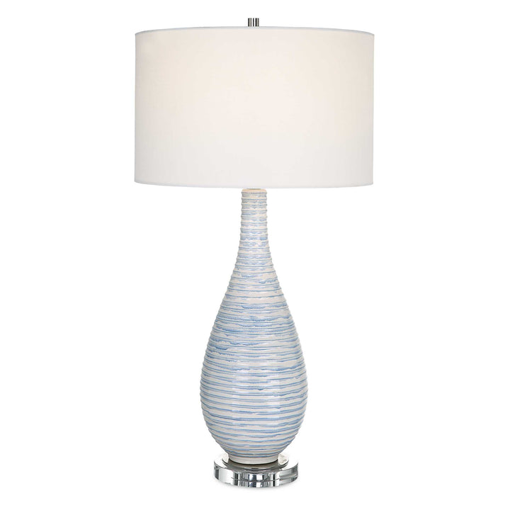 American Home Furniture Uttermost Clariot Ribbed Blue Table Lamp