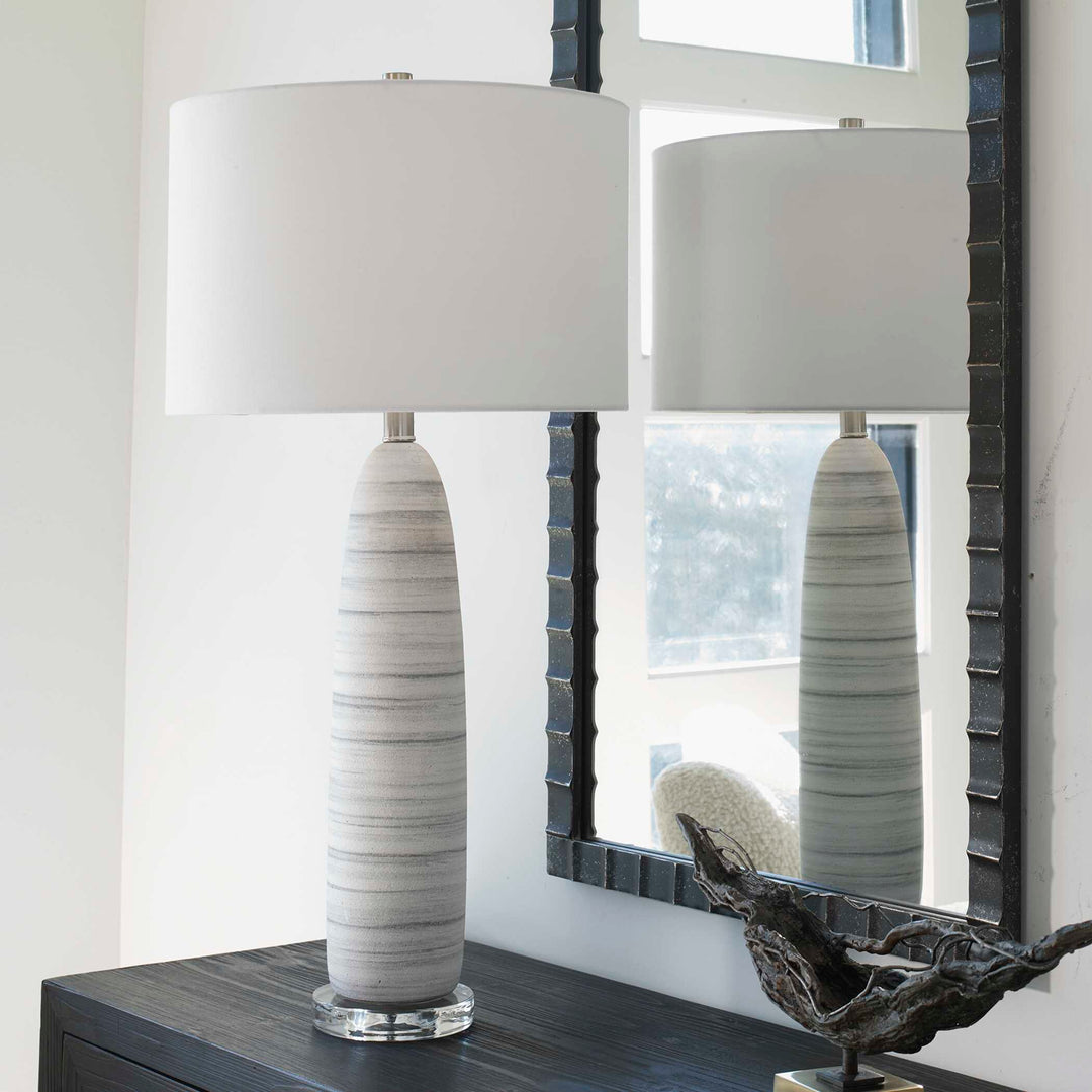 American Home Furniture Uttermost Levadia Matte White Table Lamp