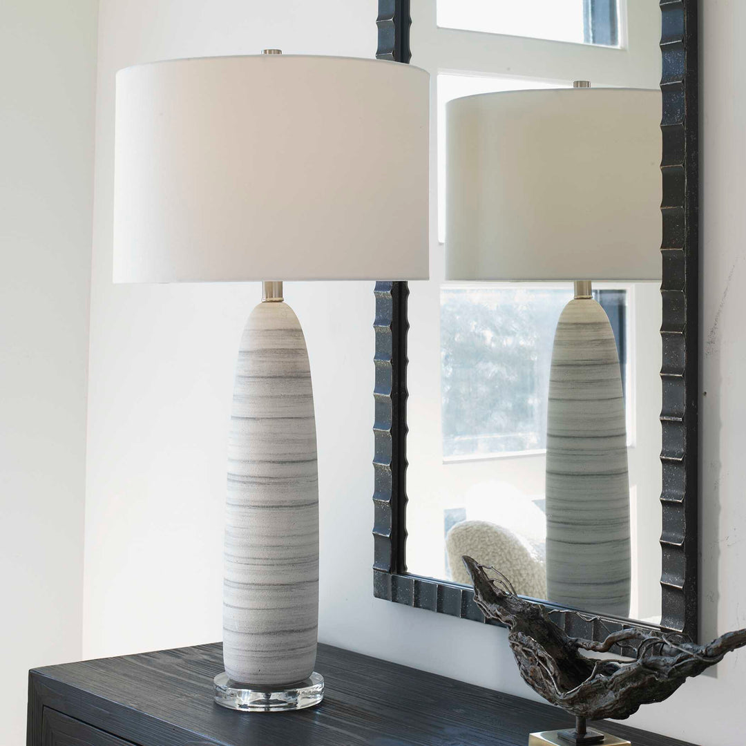 American Home Furniture Uttermost Levadia Matte White Table Lamp