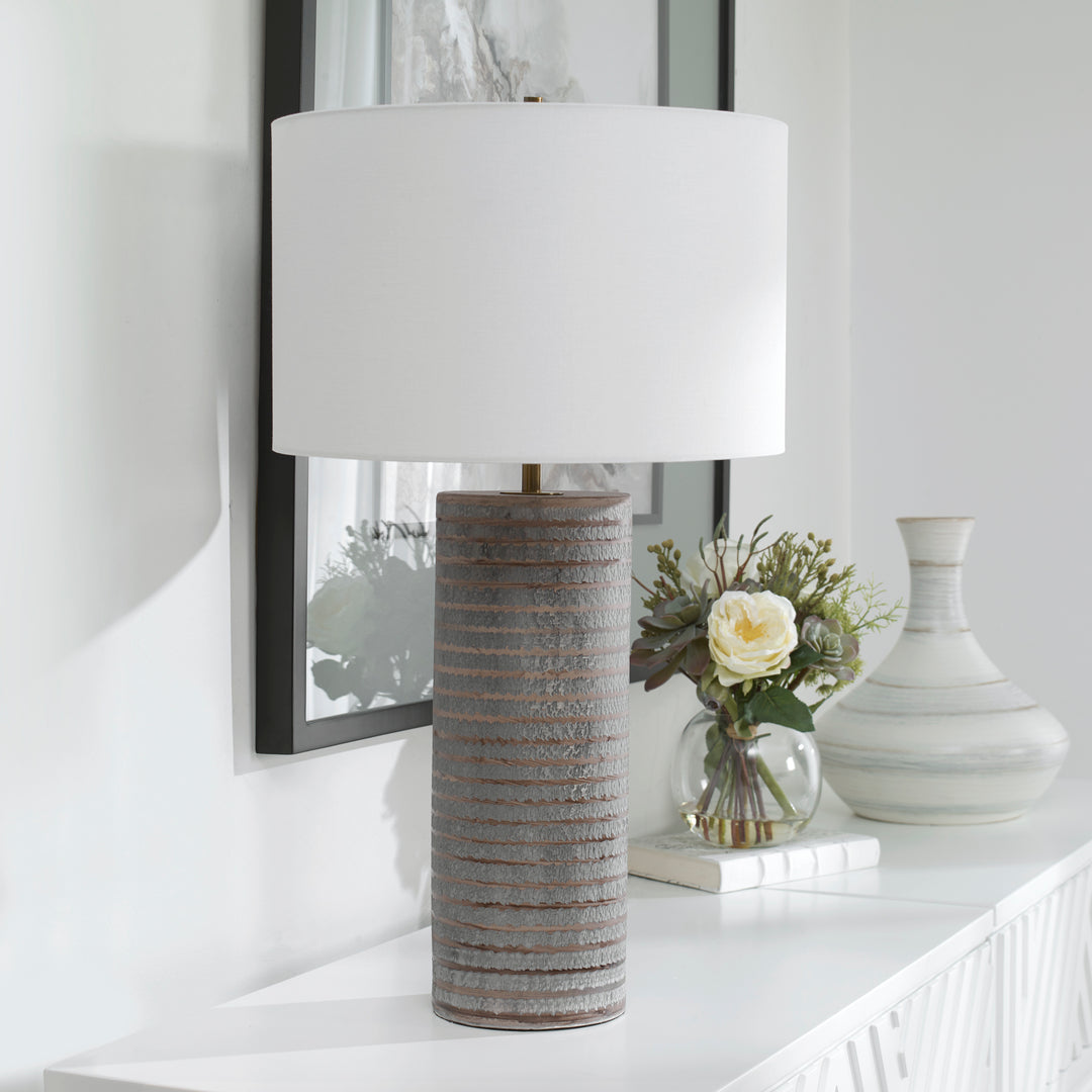 American Home Furniture Uttermost Monolith Gray Table Lamp