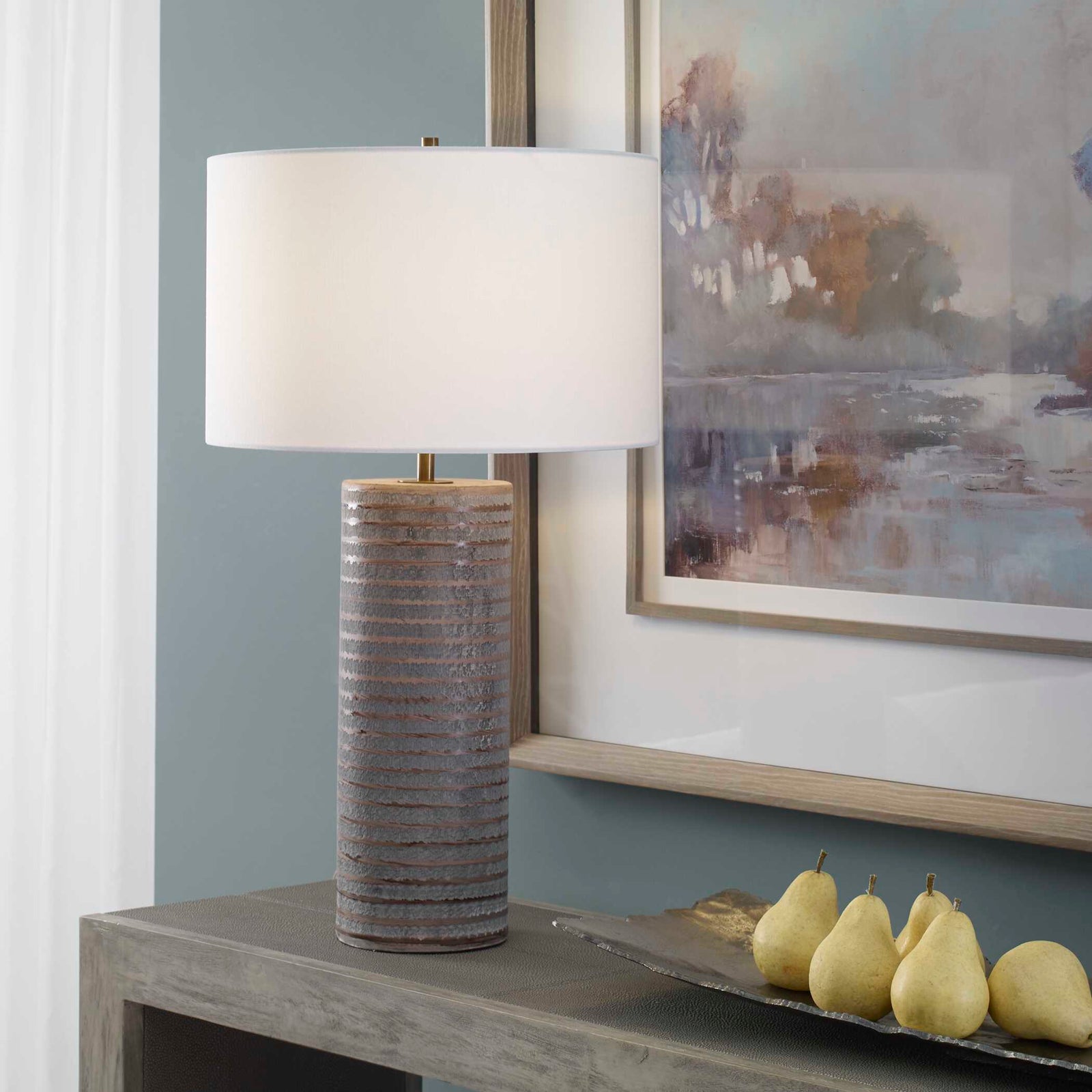 American Home Furniture Uttermost Monolith Gray Table Lamp