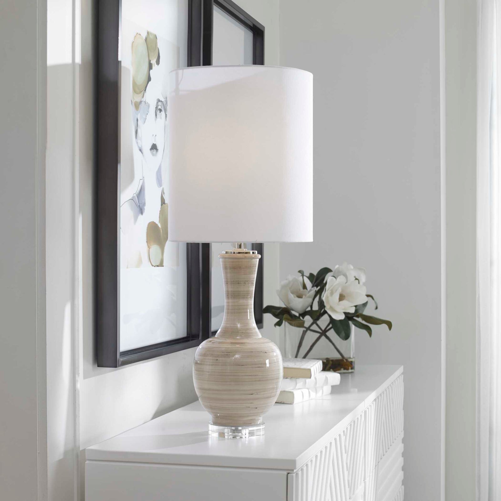 American Home Furniture Uttermost Chalice Striped Table Lamp