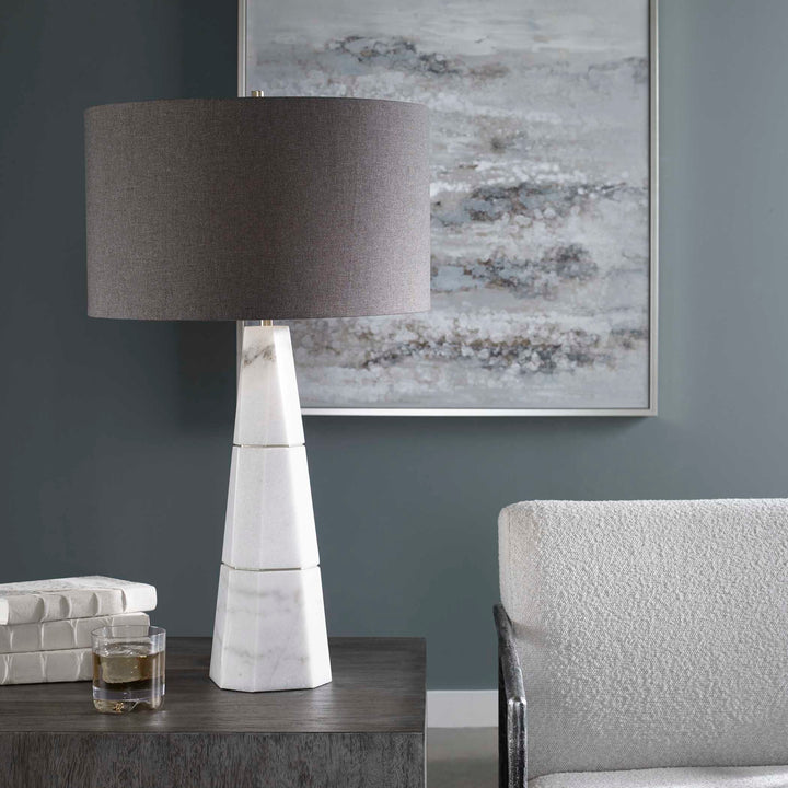 American Home Furniture Uttermost Citadel White Marble Table Lamp