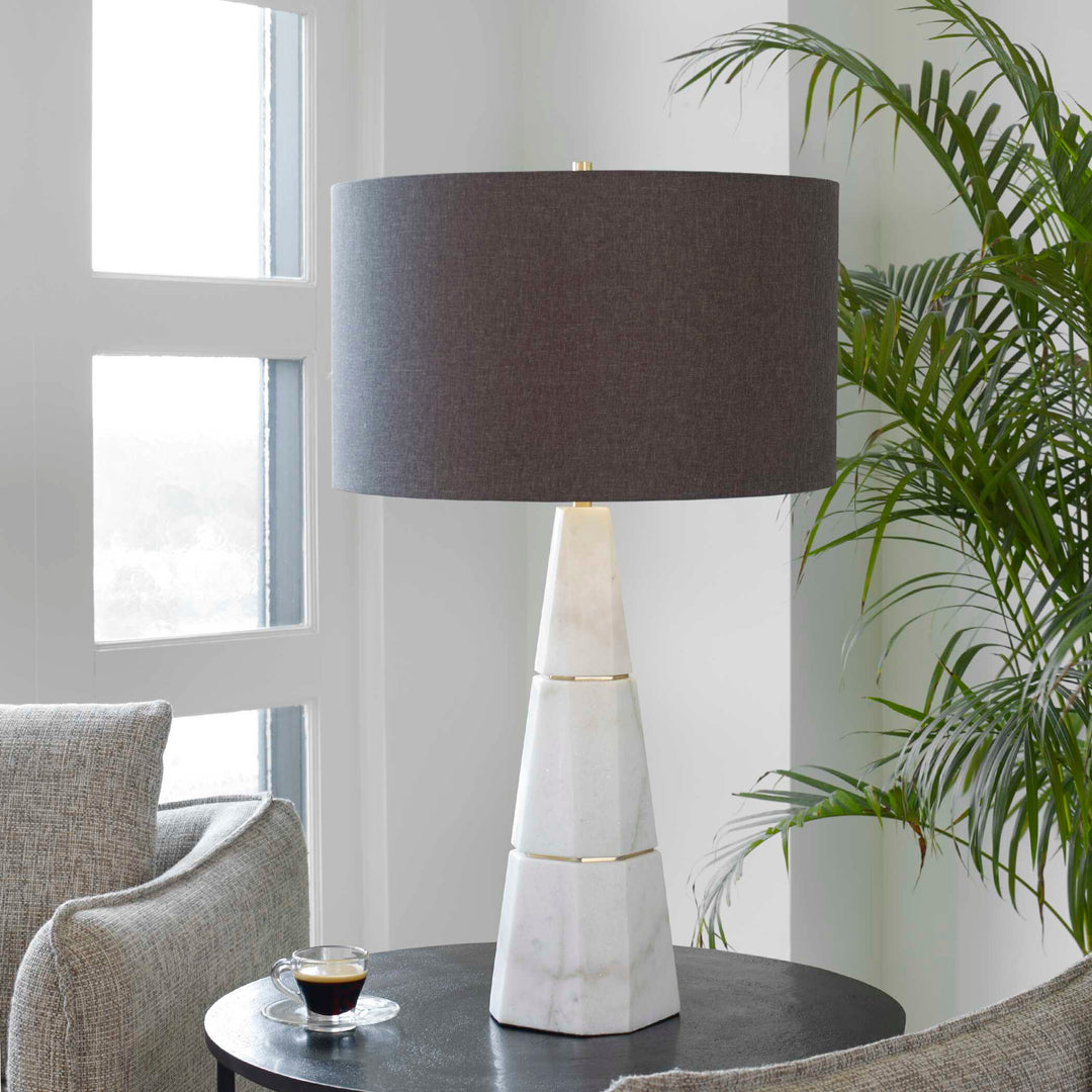 American Home Furniture Uttermost Citadel White Marble Table Lamp
