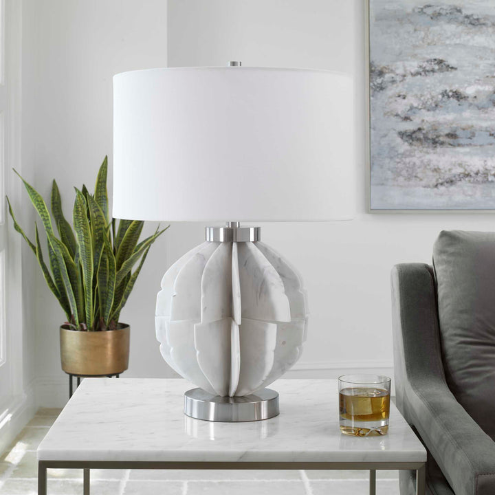 American Home Furniture Uttermost Repetition White Marble Table Lamp