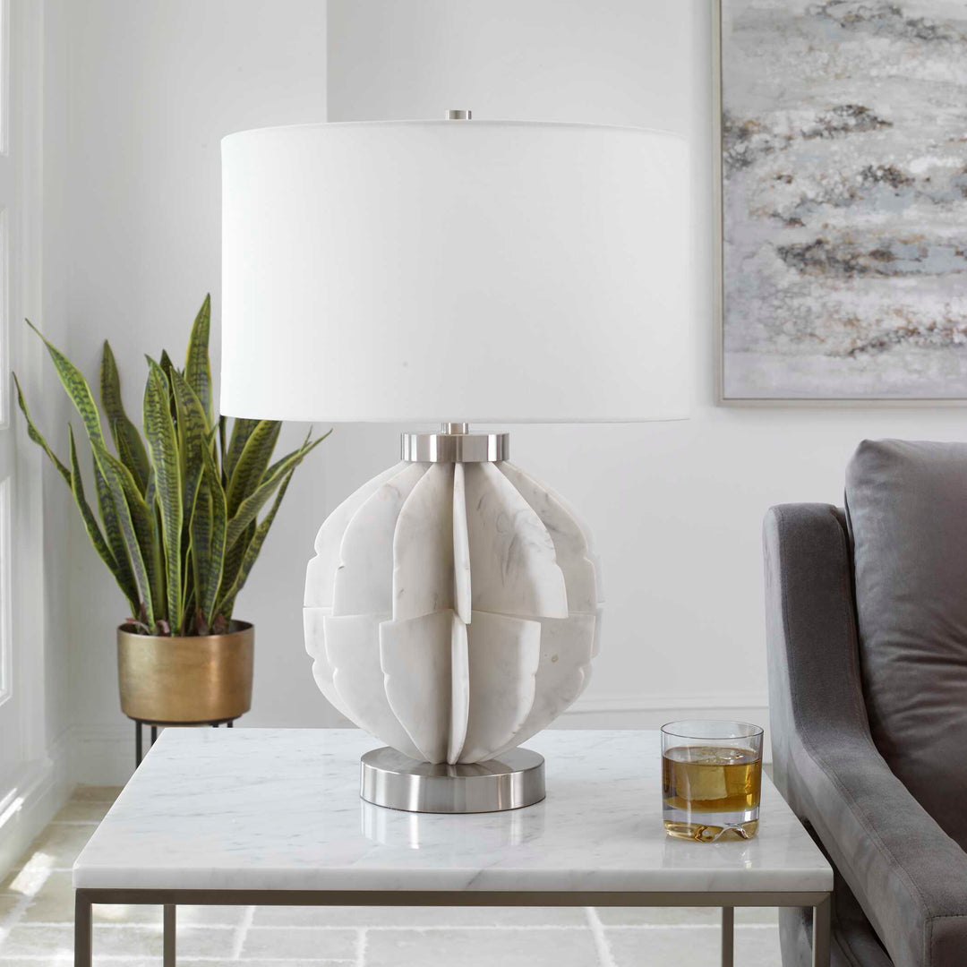 American Home Furniture Uttermost Repetition White Marble Table Lamp