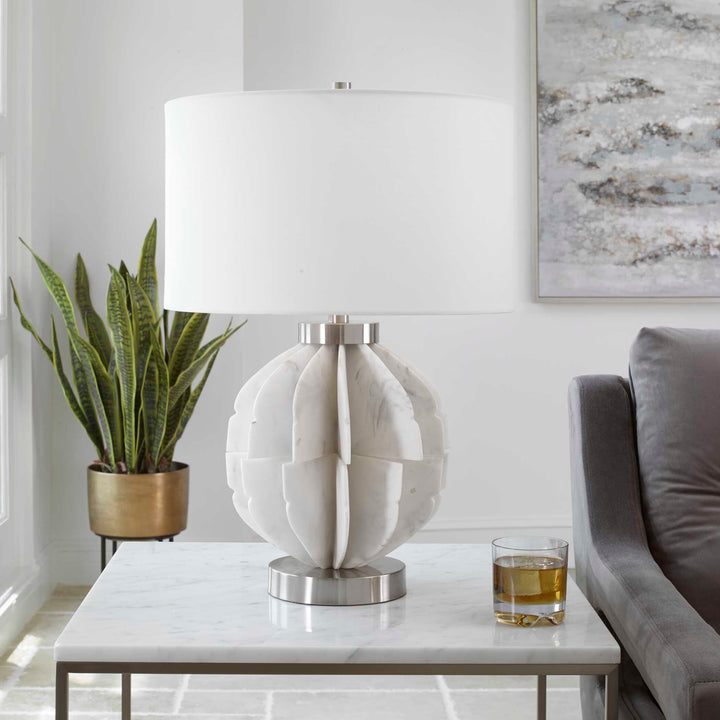 American Home Furniture Uttermost Repetition White Marble Table Lamp