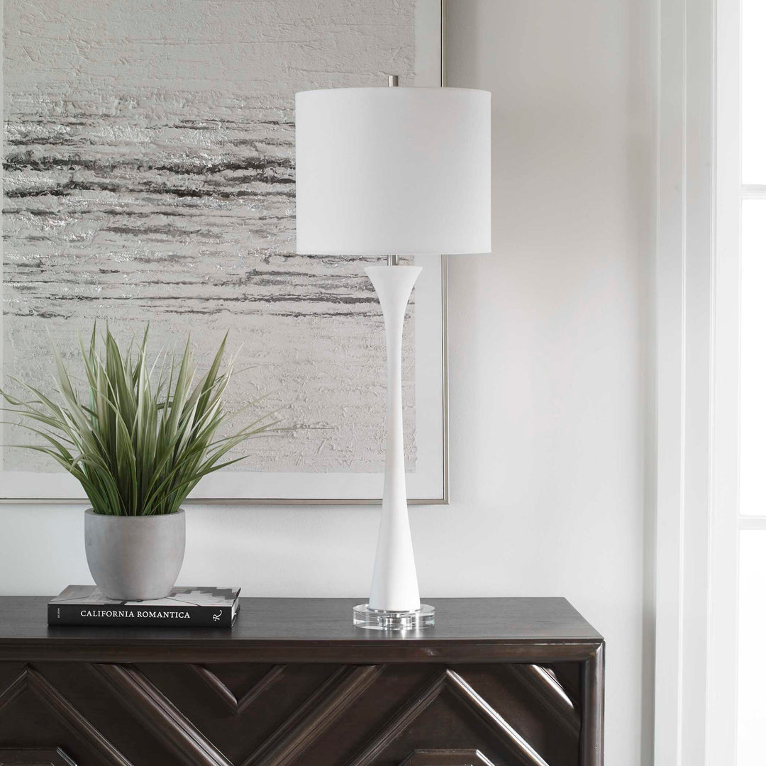 American Home Furniture Uttermost Fountain White Marble Buffet Lamp