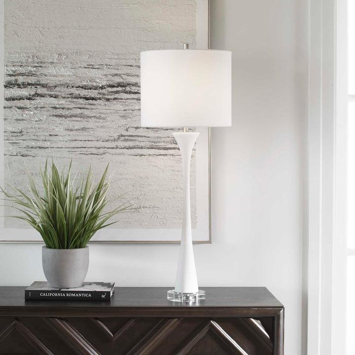 American Home Furniture Uttermost Fountain White Marble Buffet Lamp