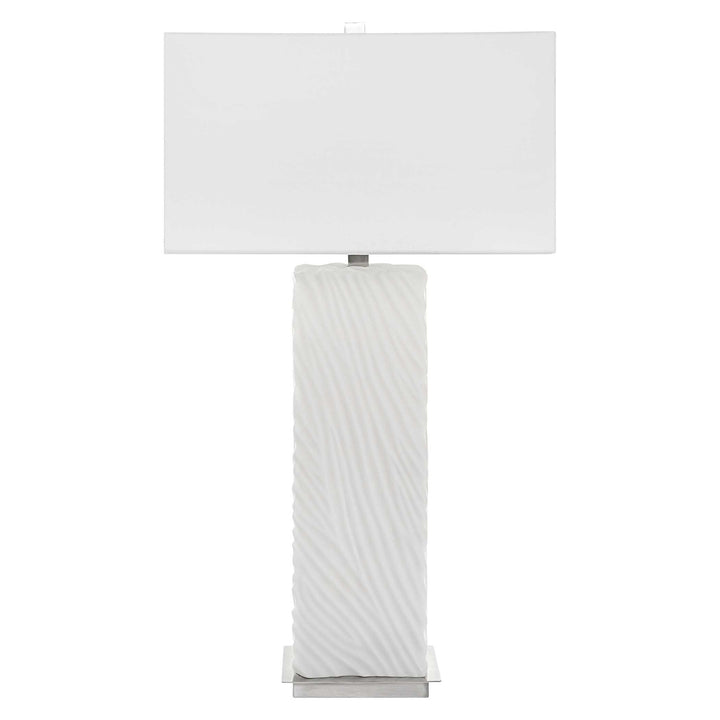 American Home Furniture Uttermost Pillar White Marble Table Lamp