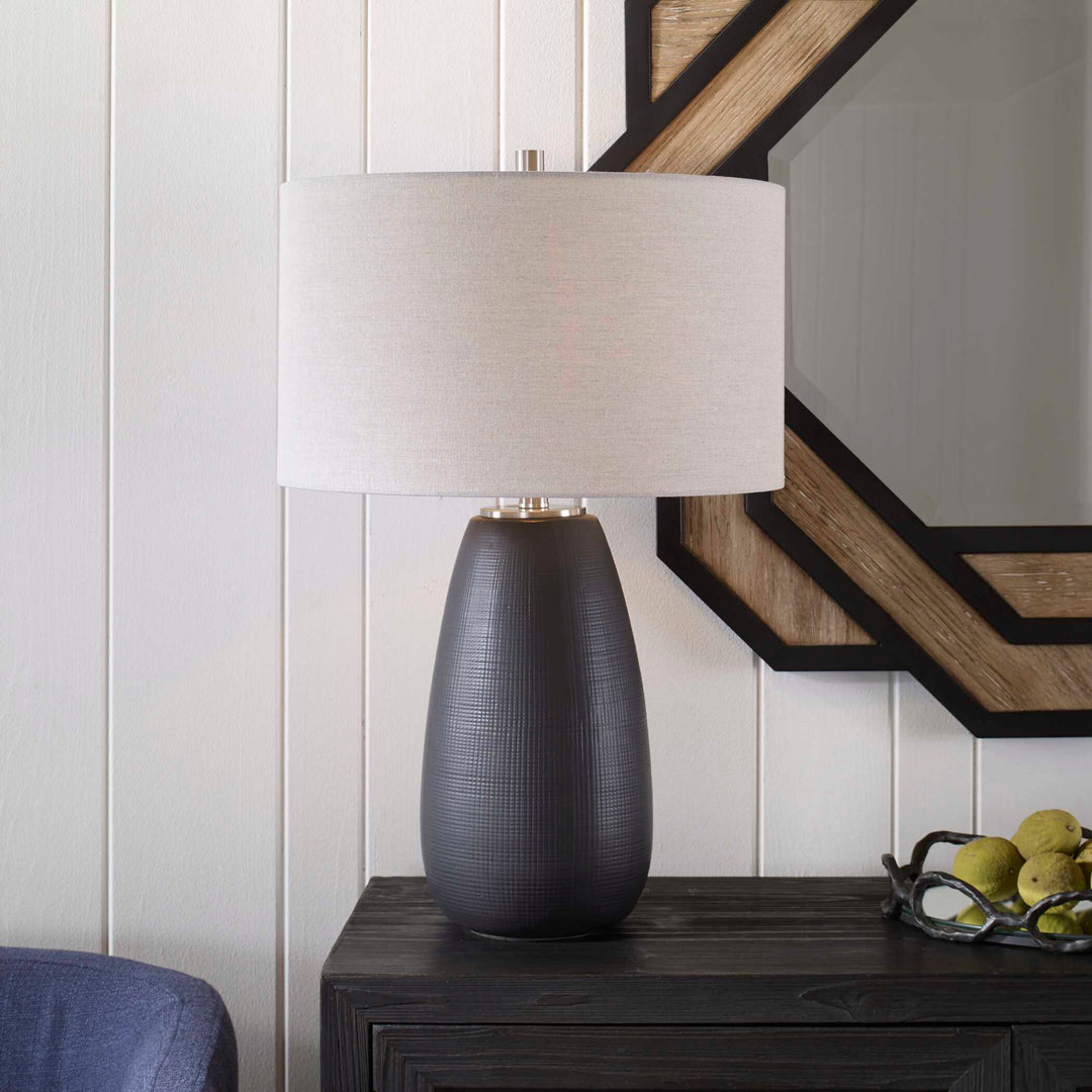 American Home Furniture Uttermost Twilight Satin Black Table Lamp