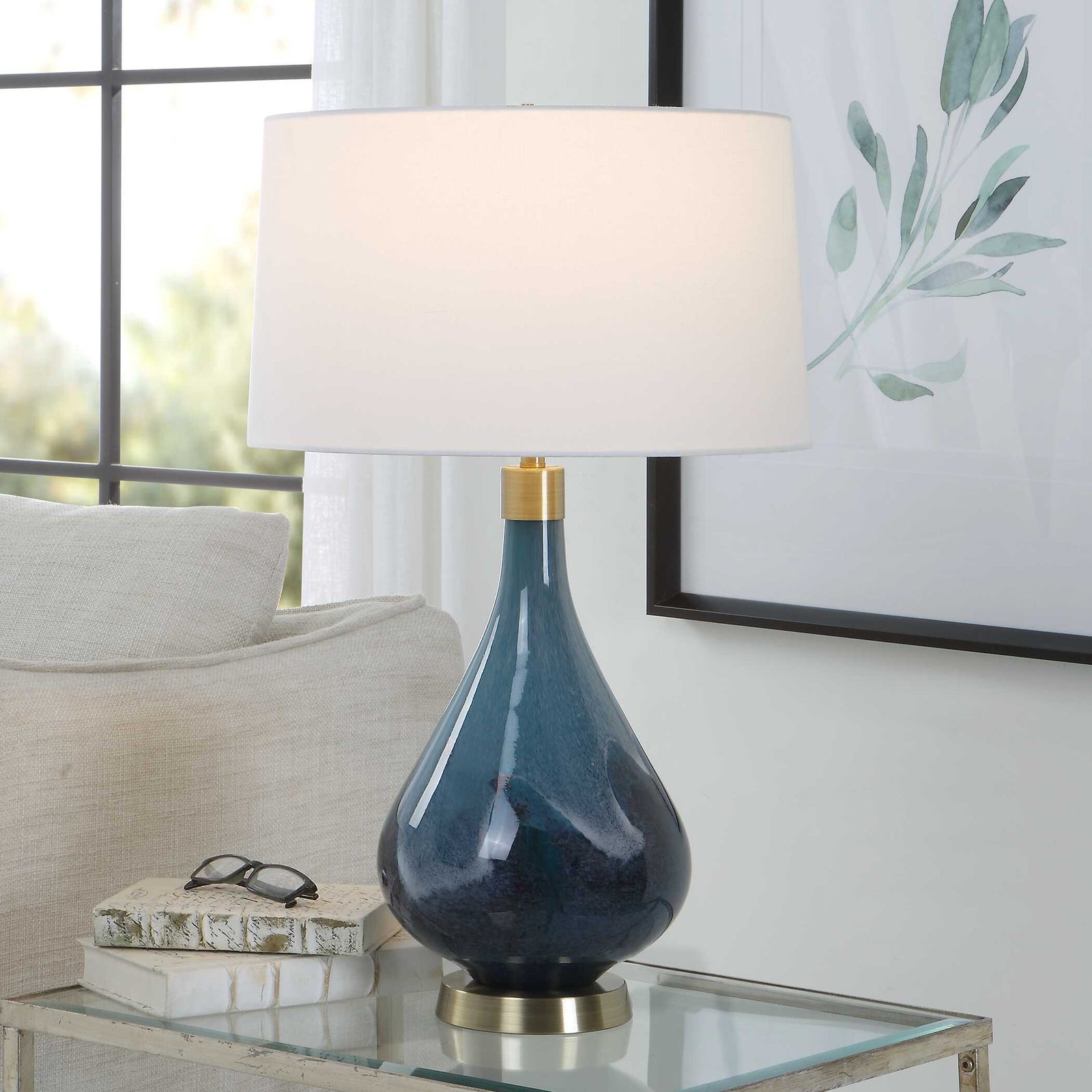 American Home Furniture Uttermost Riviera Art Glass Table Lamp