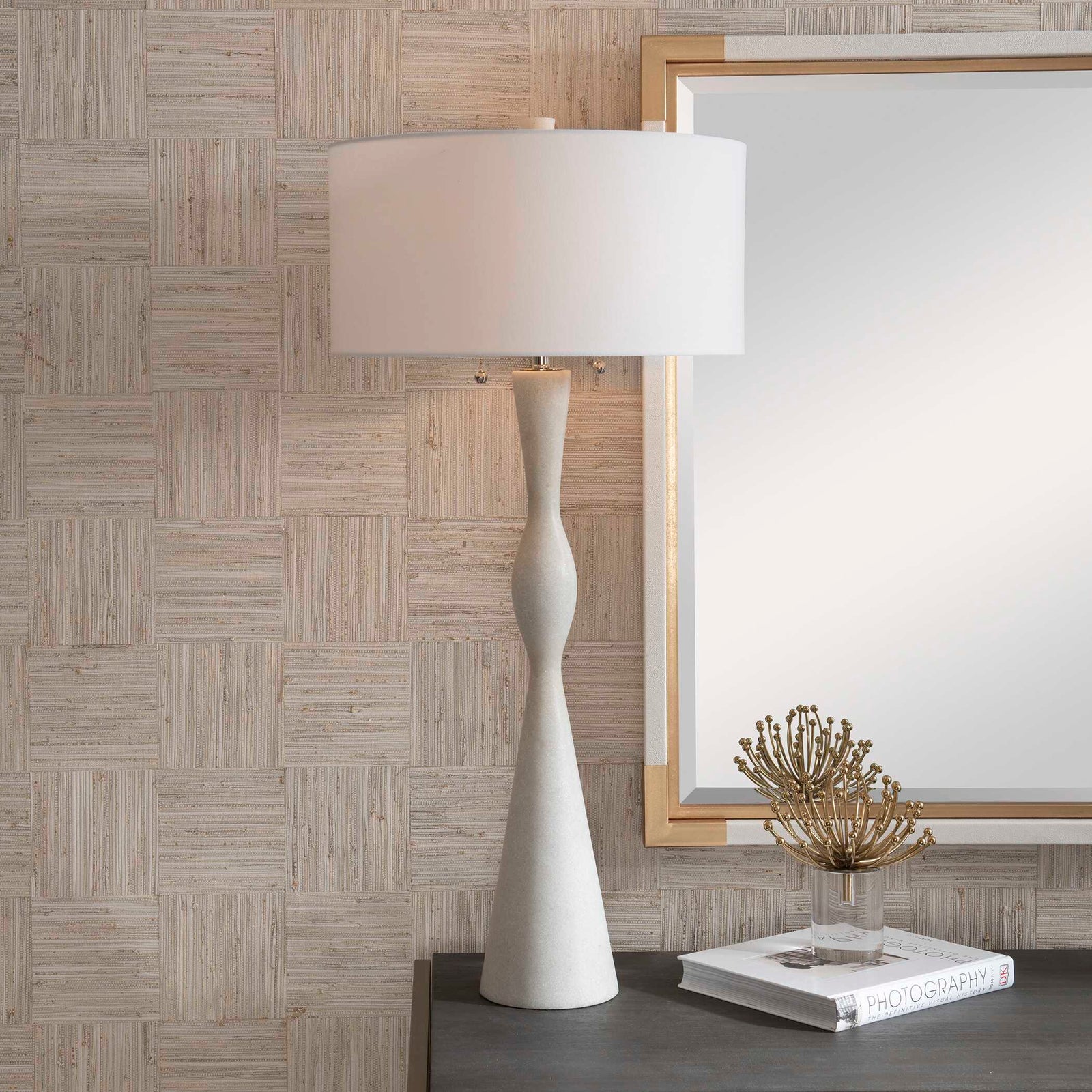 American Home Furniture Uttermost Sharma Ivory Stone Table Lamp