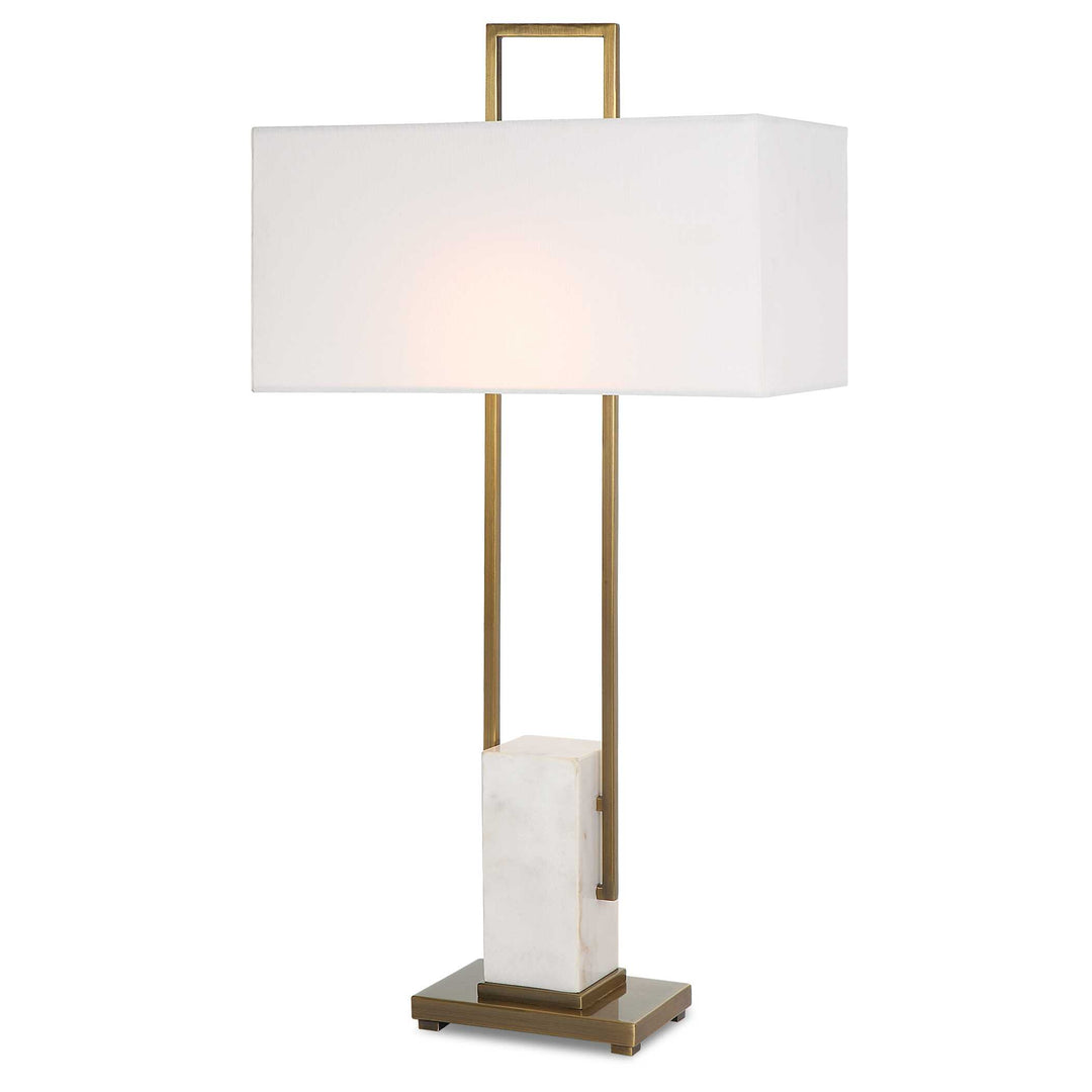 American Home Furniture Uttermost Column White Marble Table Lamp