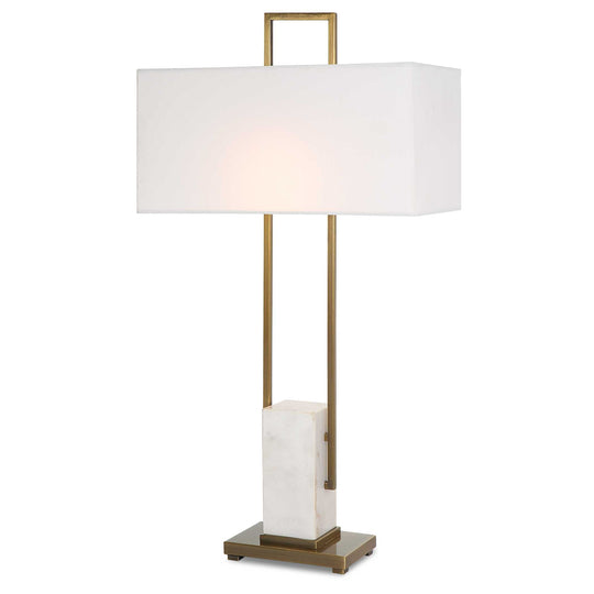 American Home Furniture Uttermost Column White Marble Table Lamp
