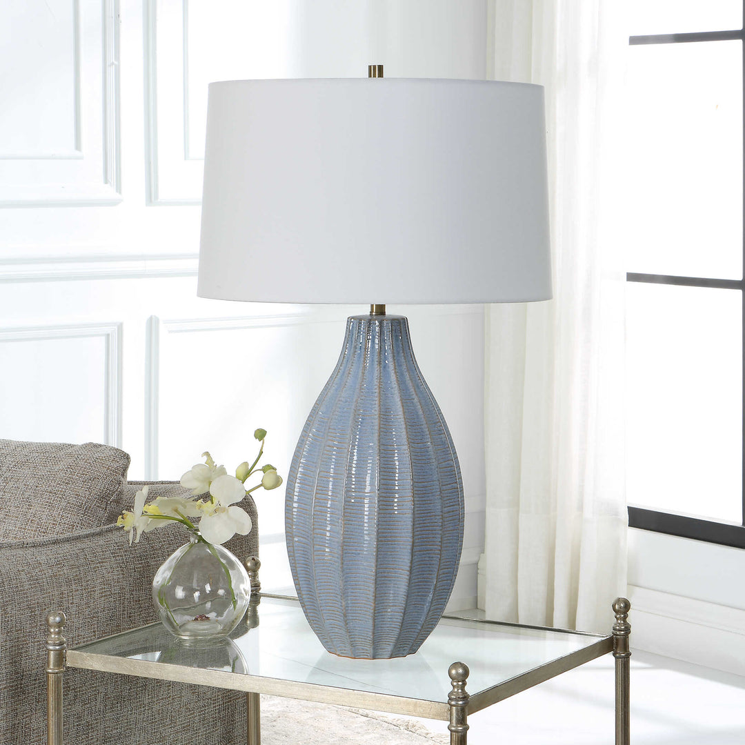 American Home Furniture Uttermost Veston Blue Glaze Table Lamp
