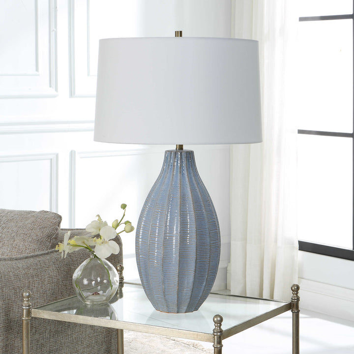 American Home Furniture Uttermost Veston Blue Glaze Table Lamp