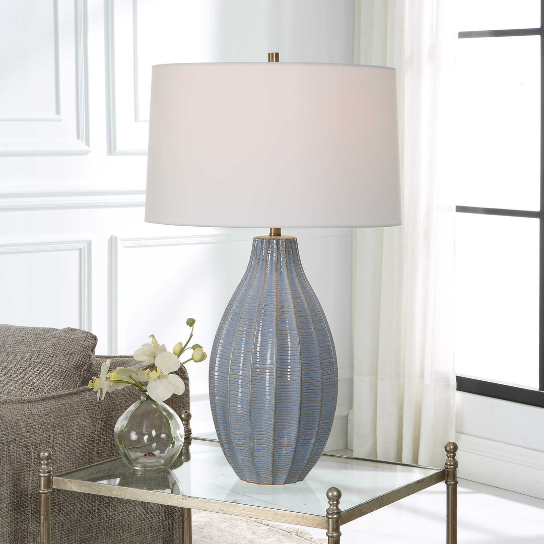 American Home Furniture Uttermost Veston Blue Glaze Table Lamp