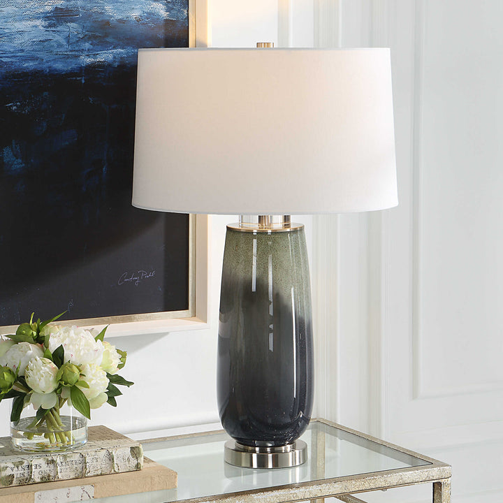 American Home Furniture Uttermost Campa Gray-Blue Table Lamp