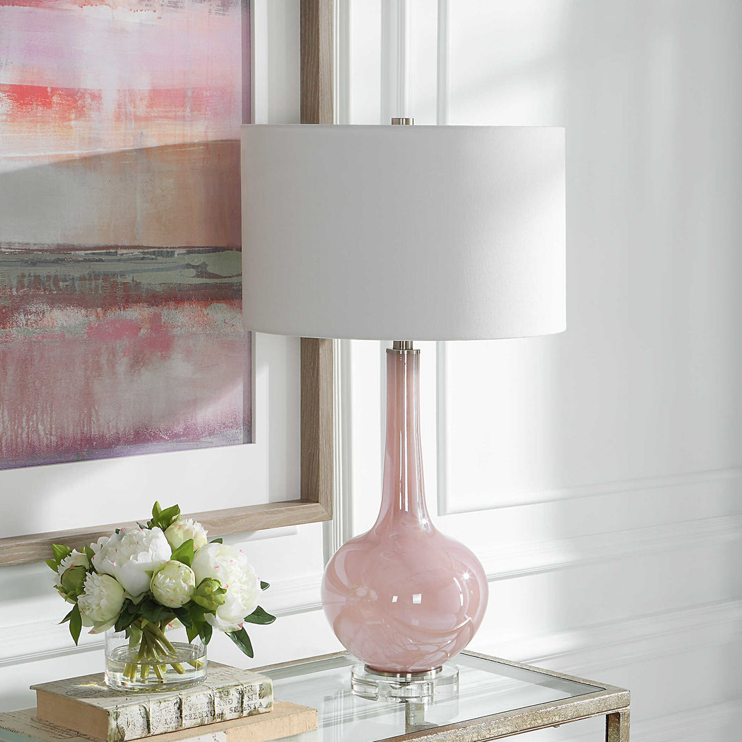 American Home Furniture Uttermost Rosa Pink Glass Table Lamp