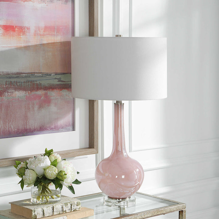 American Home Furniture Uttermost Rosa Pink Glass Table Lamp