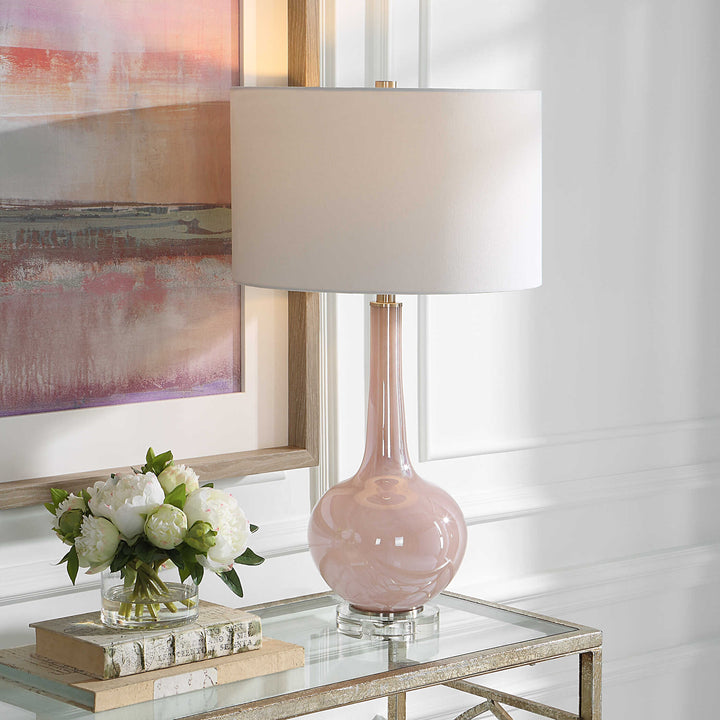 American Home Furniture Uttermost Rosa Pink Glass Table Lamp