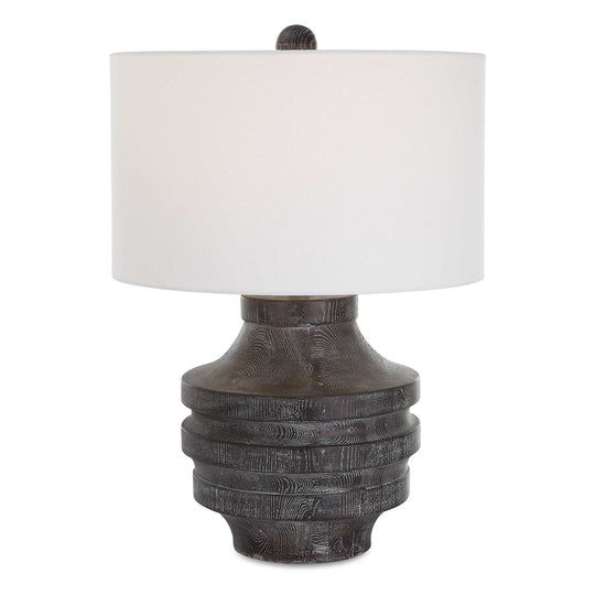 American Home Furniture Uttermost Timber Carved Wood Table Lamp