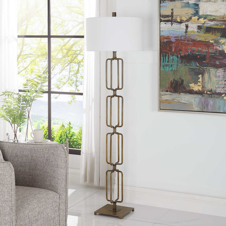 American Home Furniture Uttermost Link Brushed Gold Floor Lamp