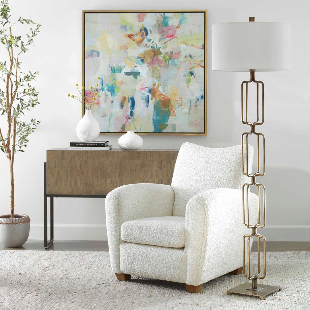 American Home Furniture Uttermost Link Brushed Gold Floor Lamp