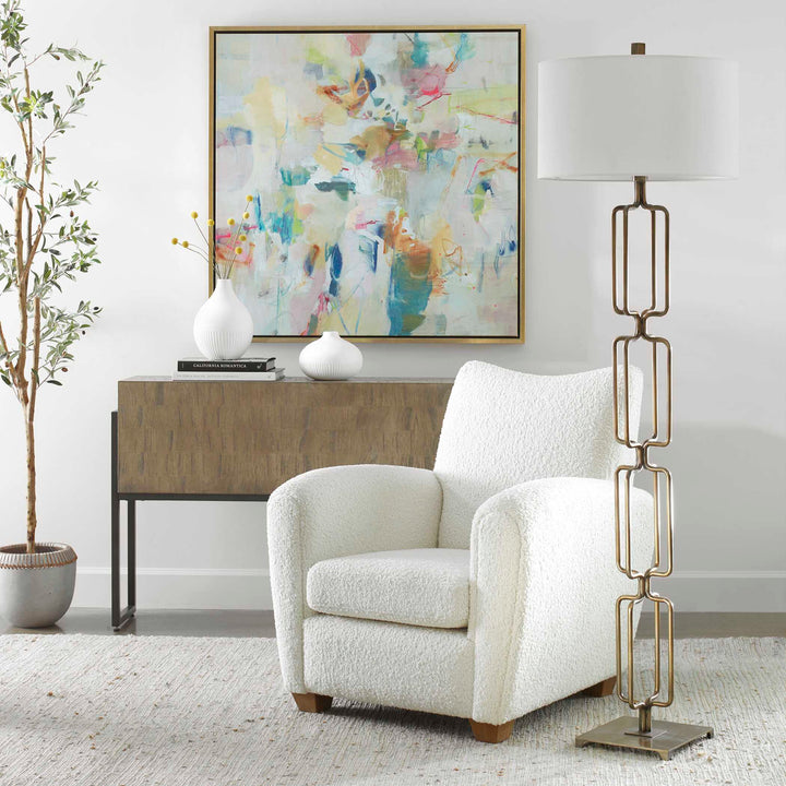 American Home Furniture Uttermost Link Brushed Gold Floor Lamp