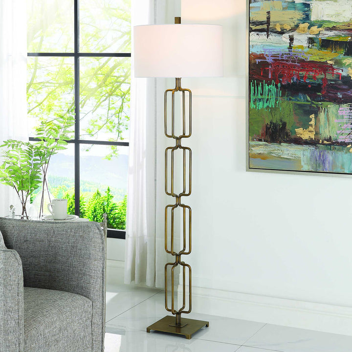 American Home Furniture Uttermost Link Brushed Gold Floor Lamp