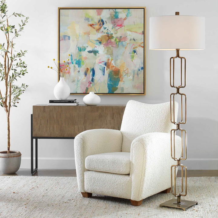 American Home Furniture Uttermost Link Brushed Gold Floor Lamp