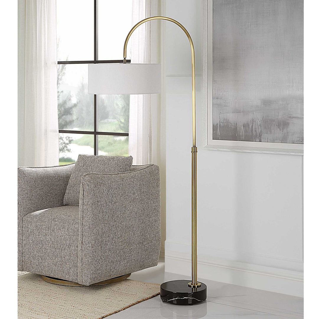 American Home Furniture Uttermost Huxford Brass Arch Floor Lamp