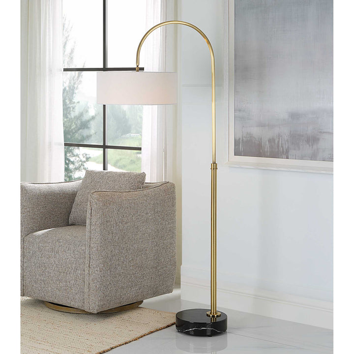 American Home Furniture Uttermost Huxford Brass Arch Floor Lamp