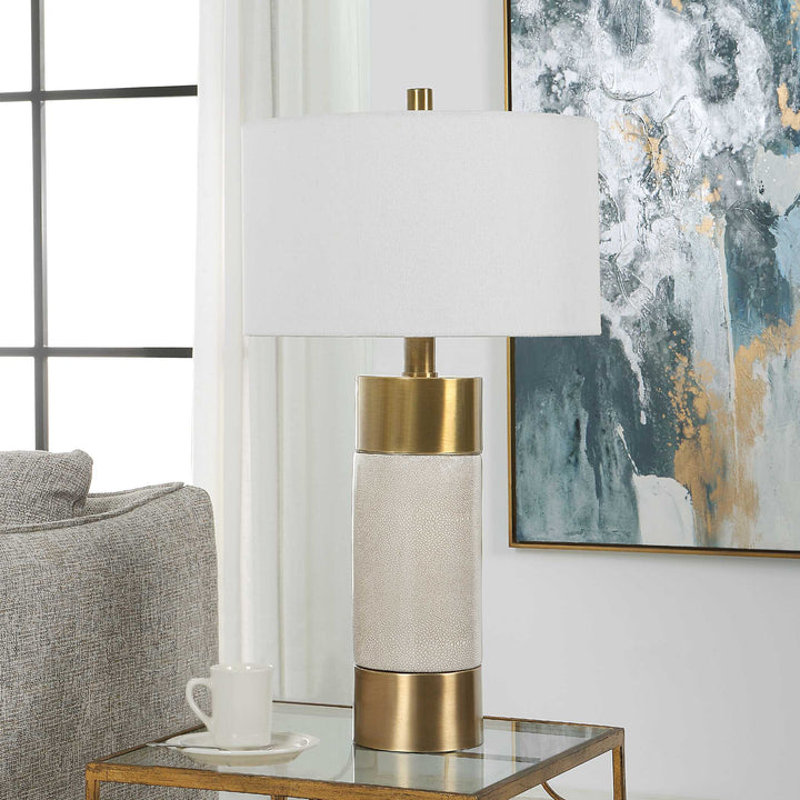 American Home Furniture Uttermost Adelia Ivory & Brass Table Lamp